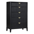 Pemberly Row 5-Drawer Wire-Brushed Fluted Bedroom Chest in Black
