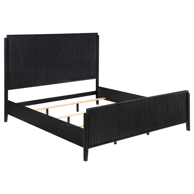 Pemberly Row 5-Piece Wire-Brushed Eastern King Bedroom Set in Black