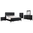 Pemberly Row 5-Piece Wire-Brushed Queen Bedroom Set in Black