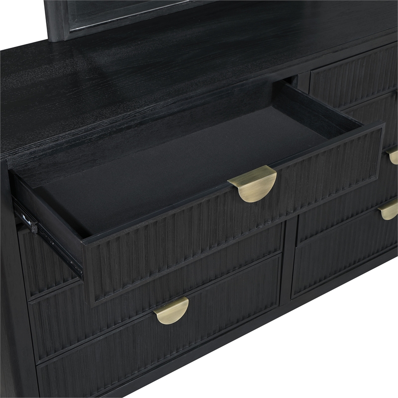 Pemberly Row 5-Piece Wire-Brushed Queen Bedroom Set in Black
