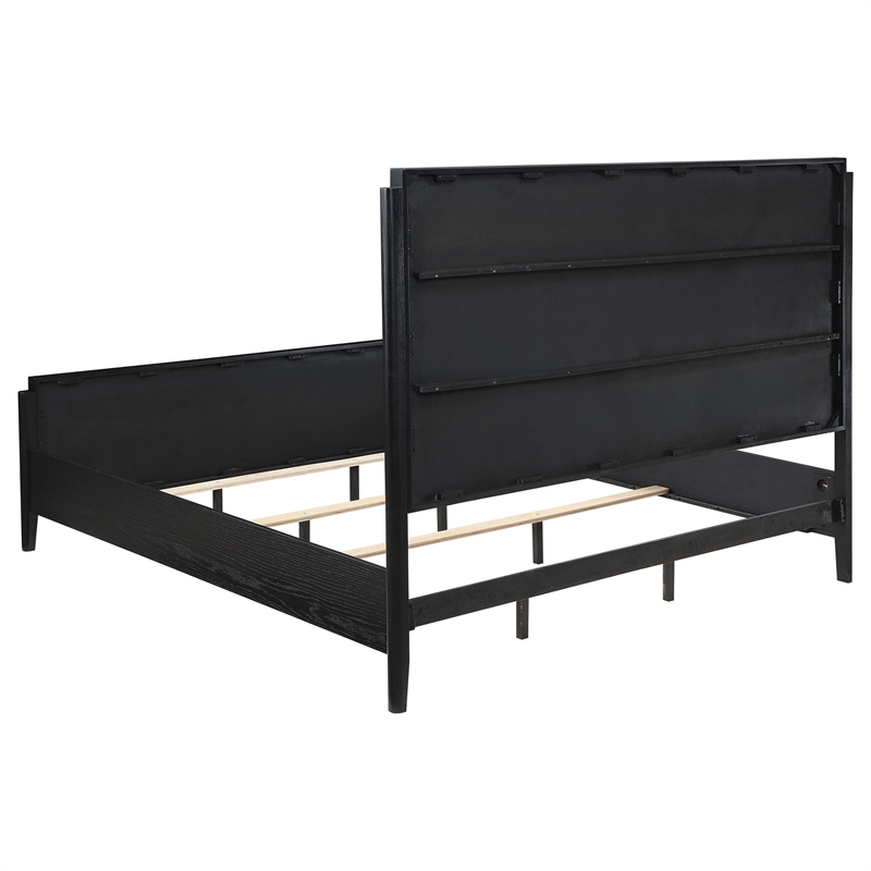 Pemberly Row 5-Piece Wire-Brushed Queen Bedroom Set in Black