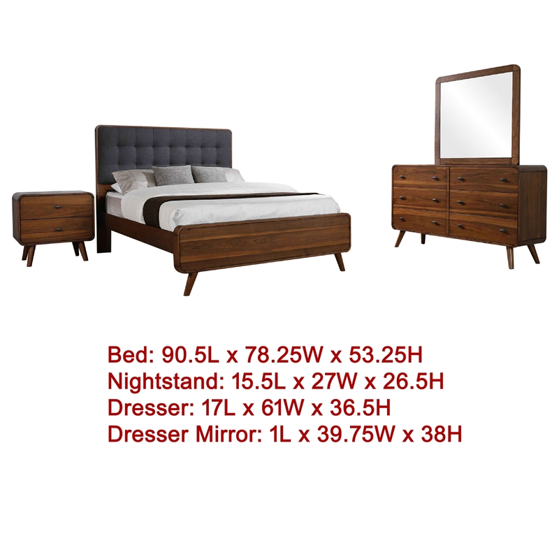 Pemberly Row 4-Piece California King Bedroom Set in Walnut Brown and Gray