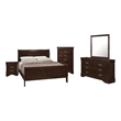 Pemberly Row 5-Piece Traditional Queen Sleigh Bedroom Set in Dark Brown