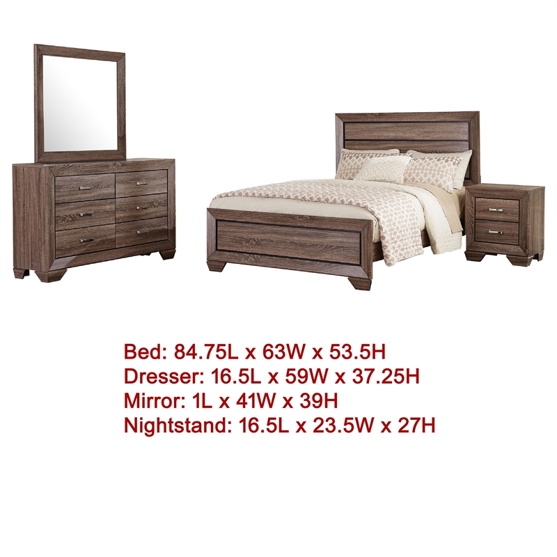 Pemberly Row 4-Piece Queen Bedroom Set in Washed Taupe Brown and Black