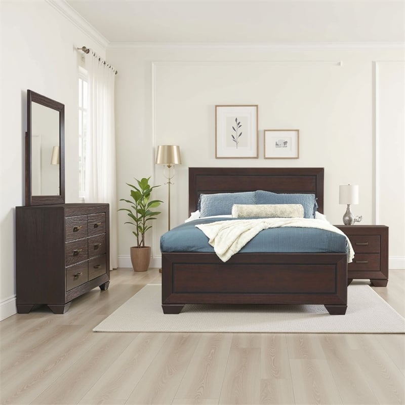 Pemberly Row 4-Piece Modern Queen Bedroom Set in Dark Cocoa Brown