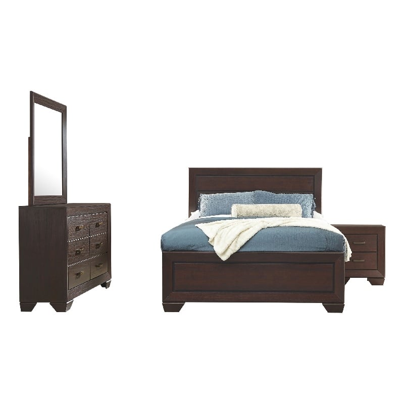 Pemberly Row 4-Piece Modern Queen Bedroom Set in Dark Cocoa Brown
