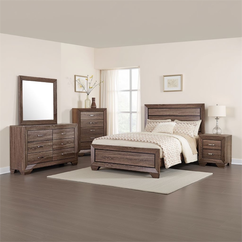 Pemberly Row 5-Piece Queen Bedroom Set in Washed Taupe Brown and Black