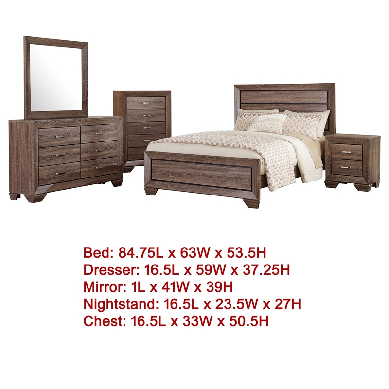 Pemberly Row 5-Piece Queen Bedroom Set in Washed Taupe Brown and Black