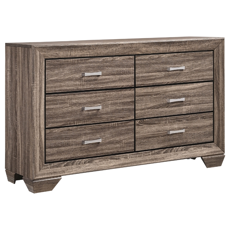 Pemberly Row 5-Piece Queen Bedroom Set in Washed Taupe Brown and Black