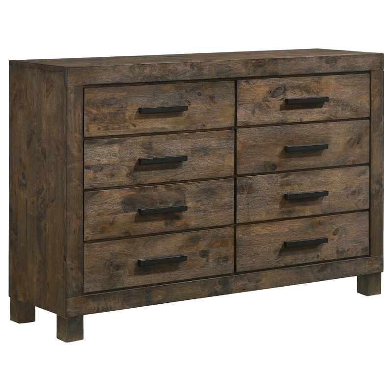 Pemberly Row 5-Piece Queen Storage Bedroom Set in Rustic Golden Brown