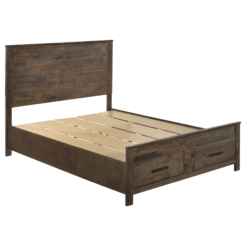 Pemberly Row 5-Piece Queen Storage Bedroom Set in Rustic Golden Brown