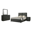 Pemberly Row 4-Piece Queen Bedroom Set with Gold Accents in Black