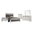 Pemberly Row 5-Piece Queen Faux Leather Bedroom Set in Gray and White