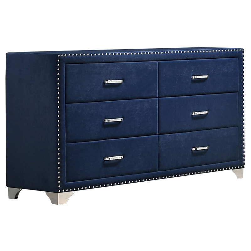 Pemberly Row 4-Piece King Tufted Velvet Bedroom Set in Pacific Blue