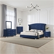 Pemberly Row 5-Piece King Tufted Velvet Bedroom Set in Pacific Blue