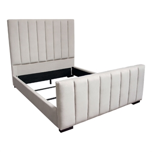 Pemberly Row Queen Bed with Vertical Channel Tufting in Light Gray Velvet