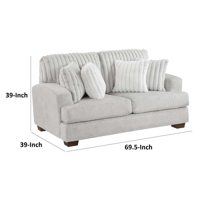 Pemberly Row 70-Inch Loveseat with 4 Pillows in Light Gray Corduroy