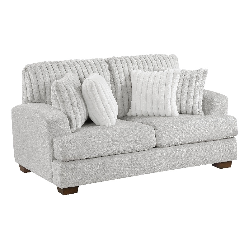 Pemberly Row 70-Inch Loveseat with 4 Pillows in Light Gray Corduroy