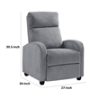 Pemberly Row Manual Push Back Reclining Chair in Dark Gray Corduroy