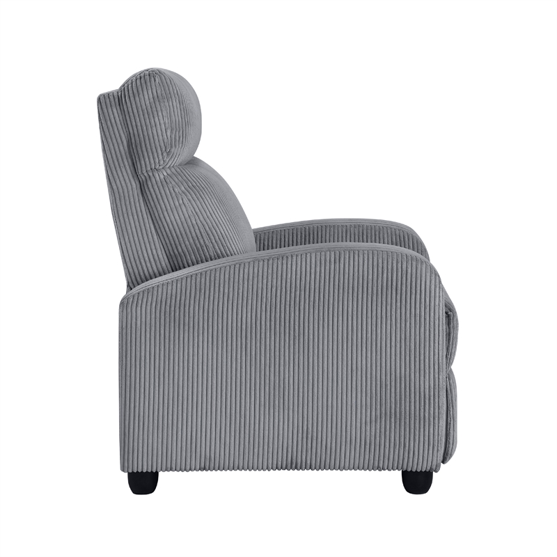 pemberly row manual push back reclining chair in dark gray corduroy