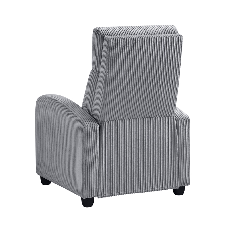 pemberly row manual push back reclining chair in dark gray corduroy
