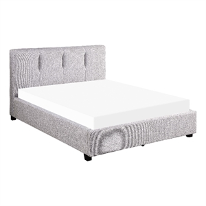 Pemberly Row Queen Platform Bed with Tufted Headboard in Gray