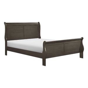 Pemberly Row Louis Philippe Queen Sleigh Panel Bed in Gray Wood