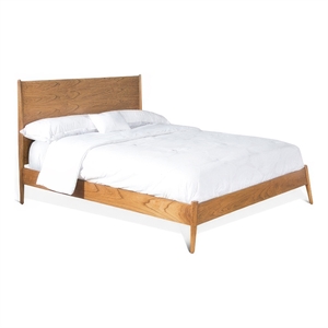 Pemberly Row King Platform Bed with Panel Headboard in Cinnamon Brown