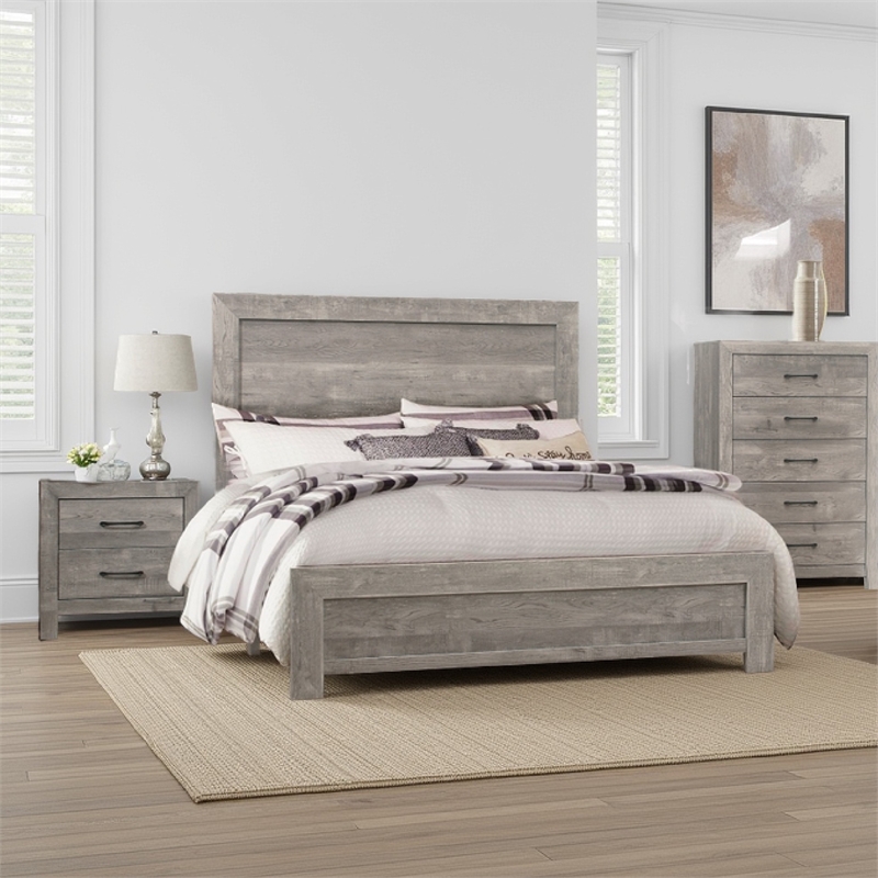 Pemberly Row 3-Piece Farmhouse Full Bedroom Set in Gray and Black