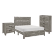 Pemberly Row 3-Piece Farmhouse Full Bedroom Set in Gray and Black
