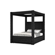 Pemberly Row King Canopy Bed with Tufted Headboard in Black Velvet