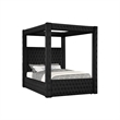 Pemberly Row King Canopy Bed with Tufted Headboard in Black Velvet
