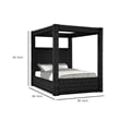 Pemberly Row Queen Canopy Bed with Tufted Headboard in Black Velvet