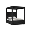 Pemberly Row Queen Canopy Bed with Tufted Headboard in Black Velvet