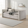 Pemberly Row Daybed with Trundle and Faux Marble Top in Beige