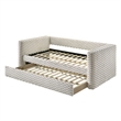Pemberly Row Daybed with Trundle and Faux Marble Top in Beige