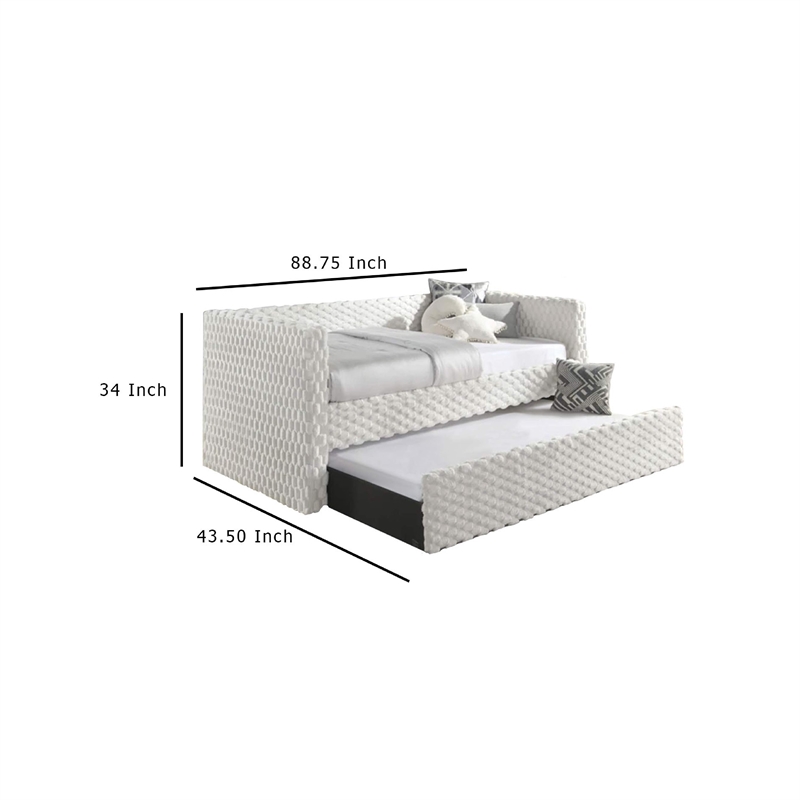 Pemberly Row Tufted Daybed with Pull-Out Trundle in White Dove