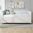 Pemberly Row Tufted Daybed with Pull-Out Trundle in White Dove