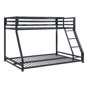 Pemberly Row 78 Inch Twin over Full Bunk Bed with Ladder in Black