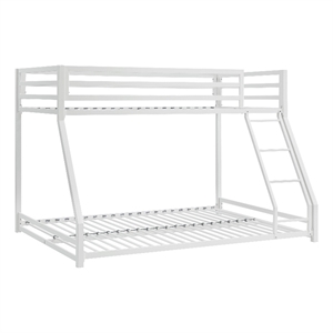 Pemberly Row 78 Inch Twin over Full Bunk Bed with Ladder in White