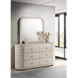 Pemberly Row 6-Drawer Boucle Bedroom Dresser with Mirror in Ivory White