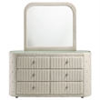 Pemberly Row 6-Drawer Boucle Bedroom Dresser with Mirror in Ivory White