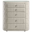 Pemberly Row 5-Drawer Tall Boucle Bedroom Chest in Ivory White