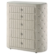 Pemberly Row 5-Drawer Tall Boucle Bedroom Chest in Ivory White
