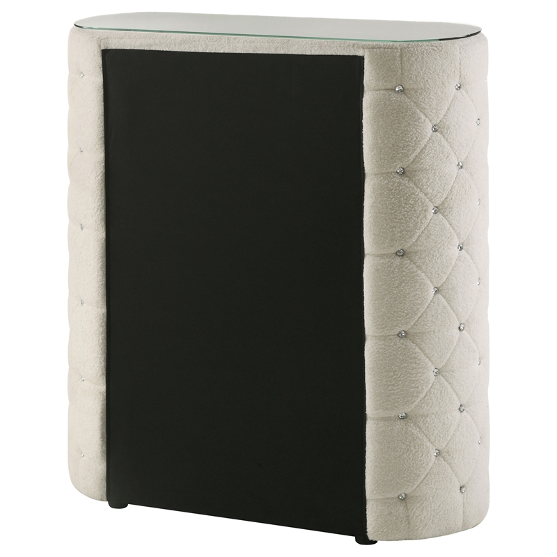 Pemberly Row 5-Drawer Tall Boucle Bedroom Chest in Ivory White