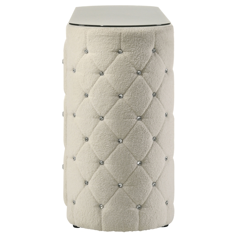 Pemberly Row 6-Drawer Modern Boucle Bedroom Dresser in Ivory White