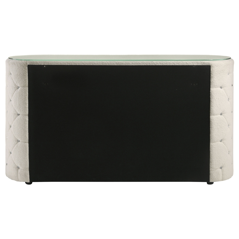 Pemberly Row 6-Drawer Modern Boucle Bedroom Dresser in Ivory White