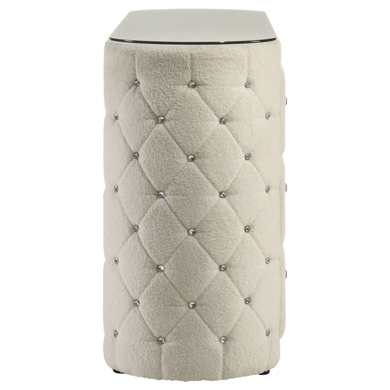Pemberly Row 6-Drawer Modern Boucle Bedroom Dresser in Ivory White