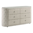 Pemberly Row 6-Drawer Modern Boucle Bedroom Dresser in Ivory White