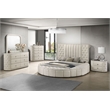 Pemberly Row 5-Piece Velvet Eastern King Bedroom Set in Ivory White